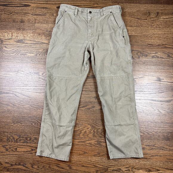 Patagonia Pants Mens 34 Olive Green Double Knee Workwear Canvas Rugged Outdoor - Picture 1 of 11